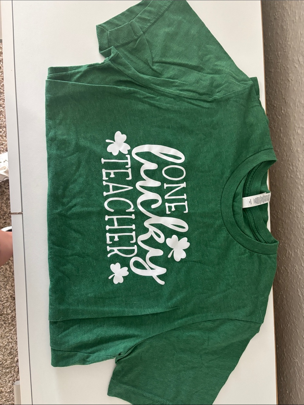 Green "One Lucky Teacher" Graphic Tee